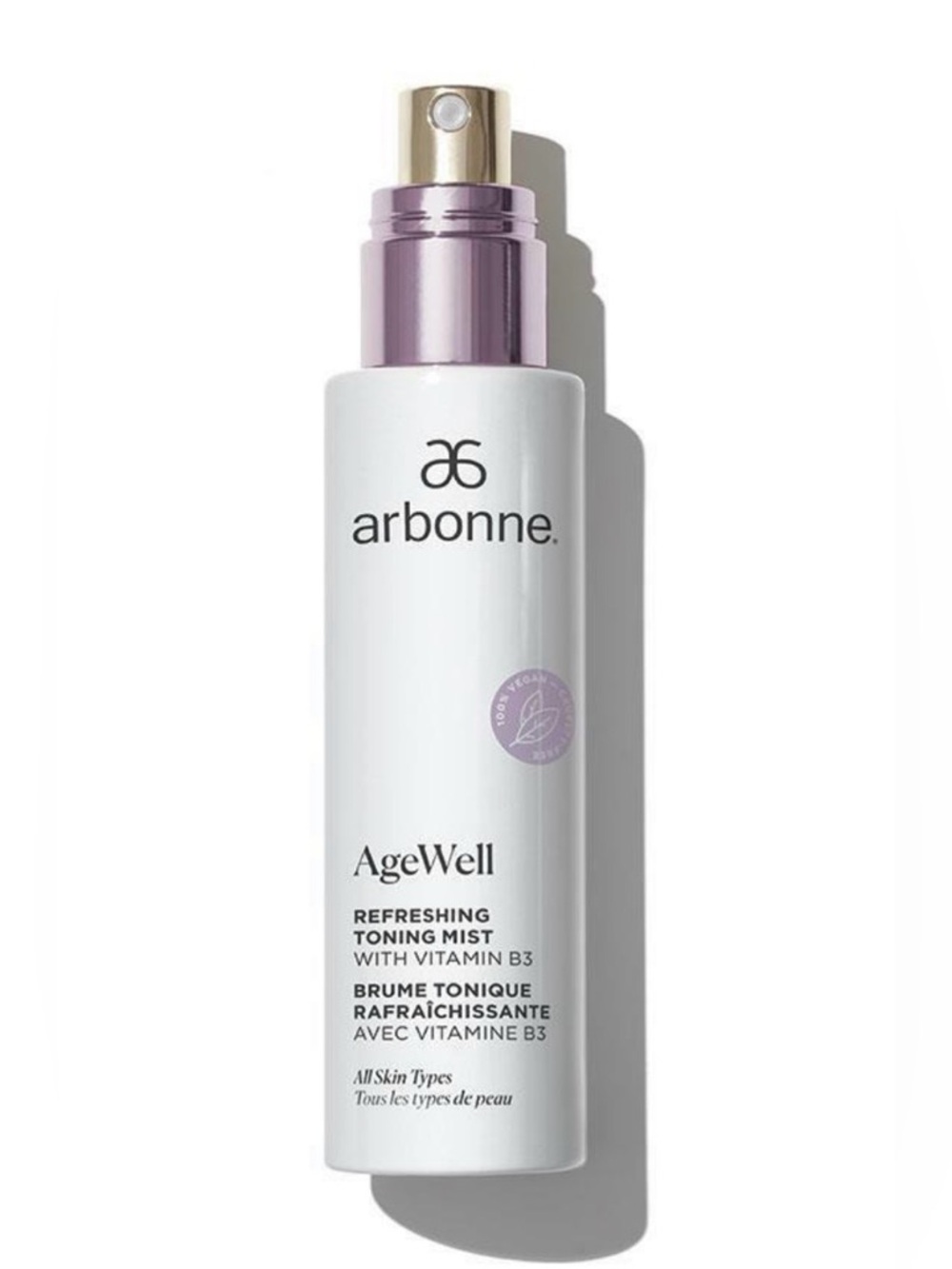 Arbonne AgeWell Refreshing Toning Mist - White Bottle with Purple Cap